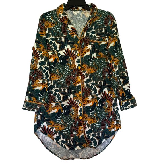 WORLD MARKET women's size small medium S M Jaguar Jungle flannel pj pajama set - Picture 2 of 16